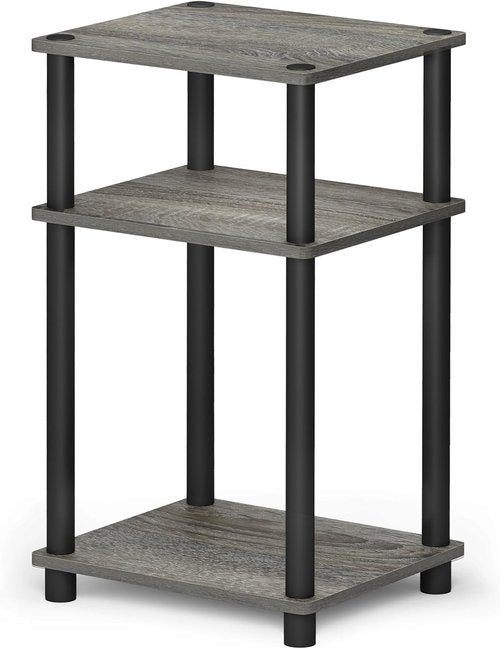 Furinno JUST Side Table - 3-Tier Nightstand with Open Shelves | Toolless Assembly in French Oak