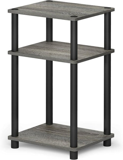 Furinno JUST Side Table - 3-Tier Nightstand with Open Shelves | Toolless Assembly in French Oak
