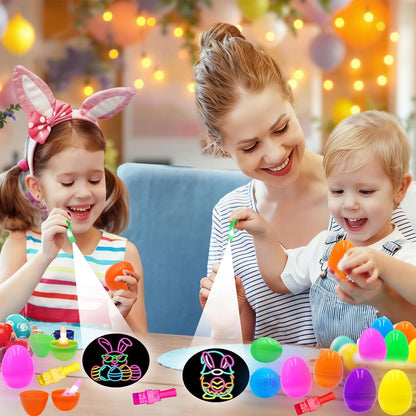 Skiennix 24 Pack Easter Eggs - LED Light-Up Toys for Glow in the Dark Fun | Non-Candy Gifts & Party Favors