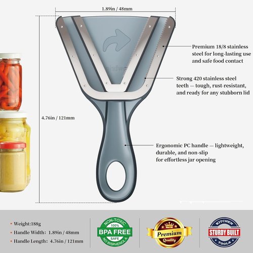 Jar Opener for Seniors - Easy Twist-Off Lid & Bottle Opener | Ergonomic Non-Slip Handle, Ideal Gift (Gray)