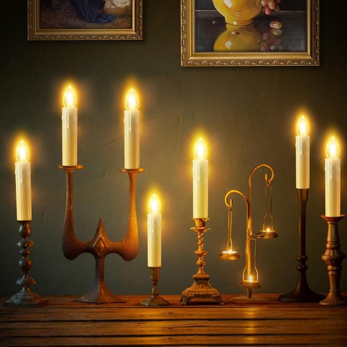 JOSU Flameless Candles - 12Pcs LED Flickering Taper Candles with Remote Timer | Warm White for Home Decor