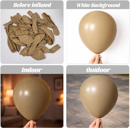 Voircoloria Tan Balloon Garland Kit - 130pcs Light Brown Latex Balloons in Various Sizes for Parties & Events