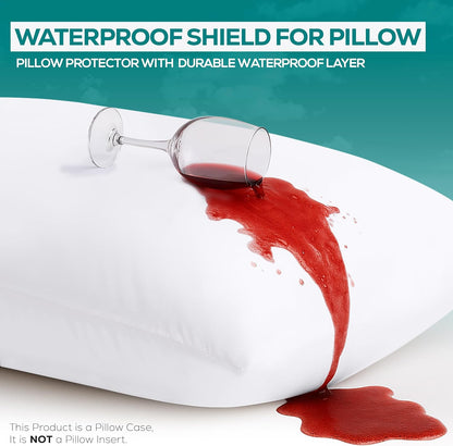 Utopia Bedding Waterproof Pillow Protectors - Bed Bug & Dust Mite Proof | Queen Size (Set of 4) - White