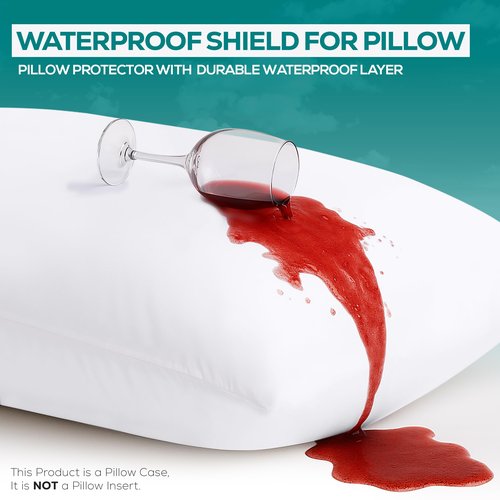 Utopia Bedding Premium 100% Waterproof Pillow Protectors with Zipper Queen Size (Set of 40), Bed Bug and Dust Mite Proof Zippered Pillow Covers, Pillow Encasement Cases, White
