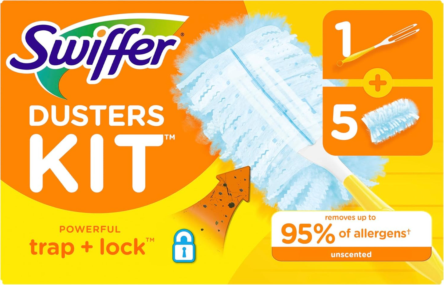 Swiffer Dusters Starter Kit - Includes 1 Handle & 5 High-Quality Dusters for Easy Cleaning
