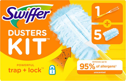 Swiffer Dusters Starter Kit - Includes 1 Handle & 5 High-Quality Dusters for Easy Cleaning