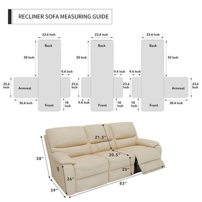 Easy-Going Recliner Sofa Cover, Reversible Couch Cover for 3 Seat Recliner, Split Sofa Cover for Each Seat, Furniture Protector with Elastic Straps for Dogs, Pets(3 Seater, Gray/Light Gray)