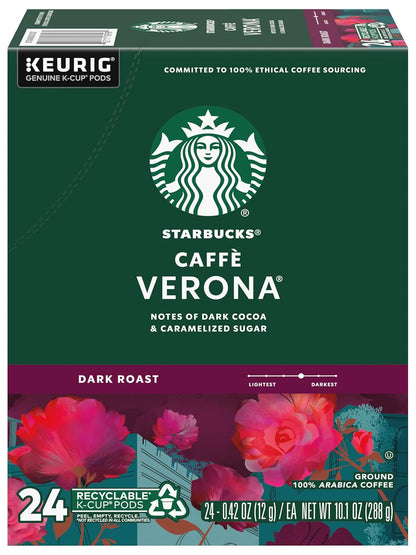 Starbucks K-Cup Pods - Caffè Verona Dark Roast Coffee with Cocoa & Caramel Notes | 48 Count (2 Boxes)