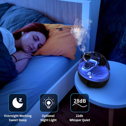 Skiennix Cool Mist Humidifier - 2.2L Capacity for Bedrooms & Large Rooms | 30-Hour Whisper-Quiet Operation, 360° Adjustable Nozzle, BPA-Free
