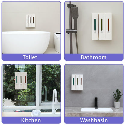 Shampoo and Conditioner Dispenser –Shampoo Dispenser for Shower, Shower Soap Dispenser Wall Mounted, Shower Dispenser 3 Chamber No Drill Body Wash Dispenser, Bathroom & Hotel Use, 1200ML, White