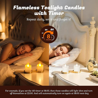 Rechargeable Flameless Candles with Remote & Charging Base — 12pcs with Charging Station