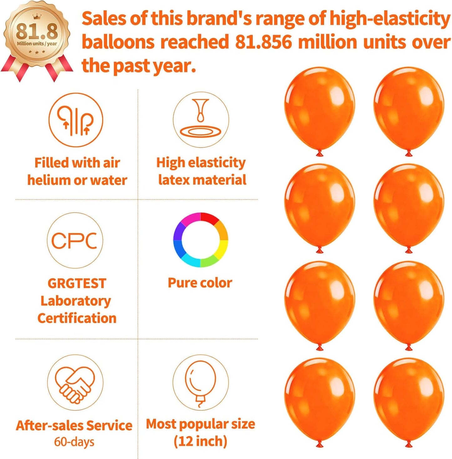 Orange Latex Balloons by [Brand Name] - 110pcs 12-Inch for Birthday Parties & Baby Showers