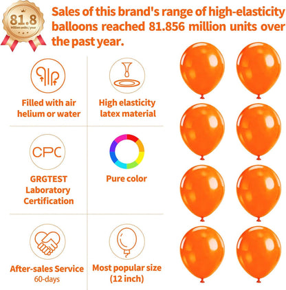 Orange Latex Balloons by [Brand Name] - 110pcs 12-Inch for Birthday Parties & Baby Showers