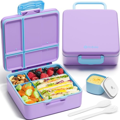 Fimibuke Bento Lunch Box - Leak Proof Toddler Container with 4 Compartments | BPA Free, Dishwasher Safe, Ideal for Ages 3-12