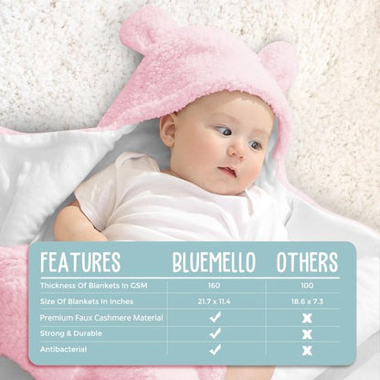 BlueMello Baby Swaddle Blanket - Ultra-Soft Plush Wrap for Infants 0-6 Months | Pink Receiving Blanket | Ideal Newborn Gift