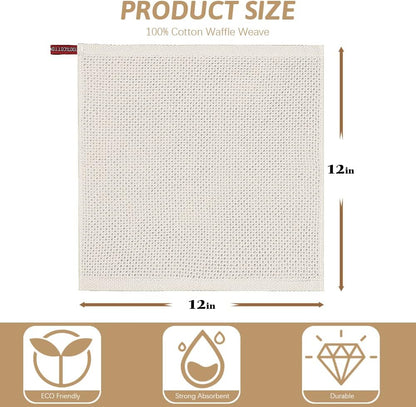 Niallant Cotton Kitchen Towels - Soft & Absorbent Dish Rags | 12 Pack, 12x12 Inch