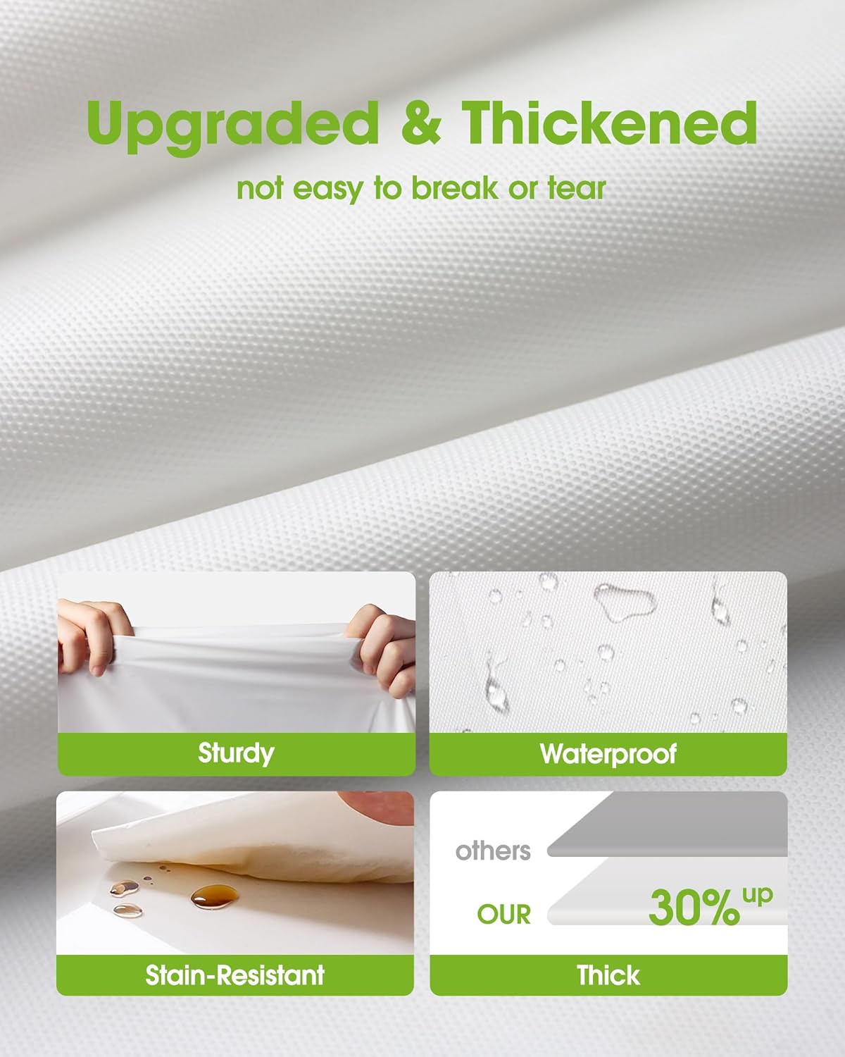 Pureegg Table Cloth Set - 8 Waterproof Disposable Tablecloths (54"x108") & 2 Cheesecloth Runners (35"x120") | Elegant White & Sage for Parties, Picnics & Weddings