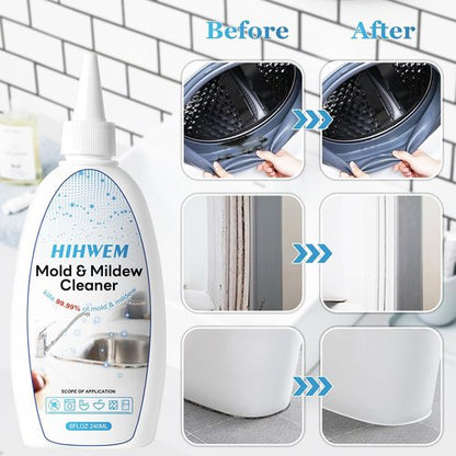 HIHWEM Mold & Mildew Remover Gel - Powerful Stain Cleaner for Washing Machines & Grout - 8 fl. oz.