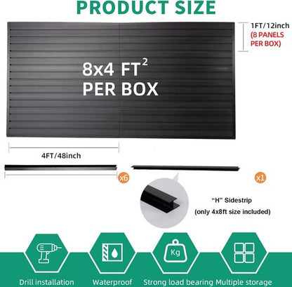 FRAYSCENT Slat Wall Paneling - 4'x8' Slate Board for Garage Storage & Tool Organization | Durable PVC Panels