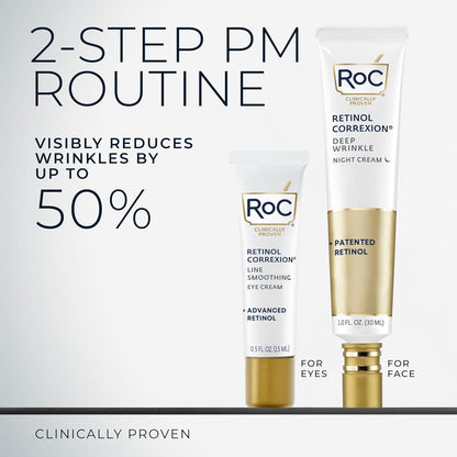 RoC Retinol Correxion Duo Set - Anti-Aging Night Face Cream & Under Eye Cream for Dark Circles