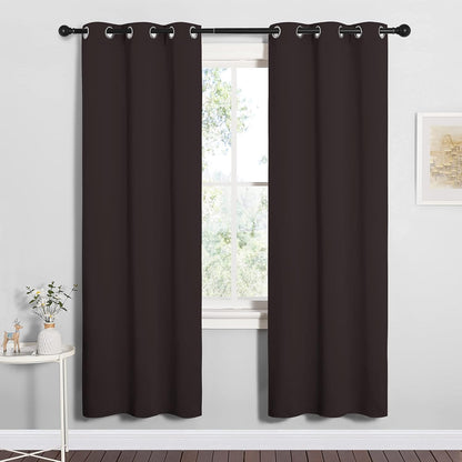 NICETOWN Blackout Curtain Panels - Energy-Saving Thermal Insulated Drapes | Grommet Design, 34" x 72", Toffee Brown