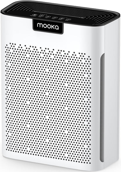 MOOKA H13 HEPA Air Purifier - Large Room Coverage Up to 2200 Ft² | Washable Filters, Odor & Allergen Removal, KJ190 White