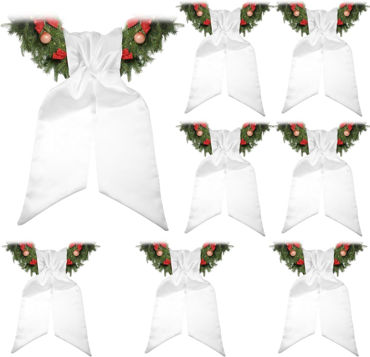 Regine Switzerland 8 Pcs White Wreath Sash - Embroidery Blank Accessories for Weddings & Decor | 4.49'' x 56.3''
