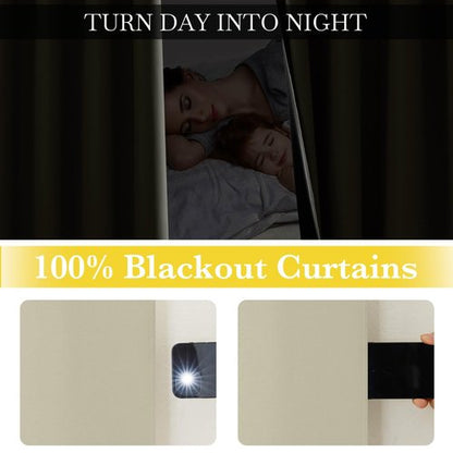 NICETOWN 100% Blackout Curtains 96 inches Long, Grommet Lightweight Easy to Install Portable Blackout Curtains Energy Saving Shades for Living Room/Bedroom, Muted Beige, W52 x L96, 2 Panels