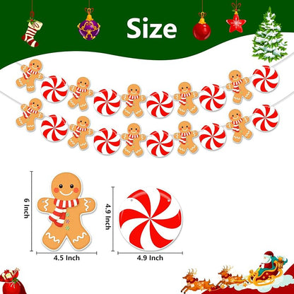 Christmas Banner 2 Pcs Peppermint Gingerbread - Pre-Assembled Home Decor