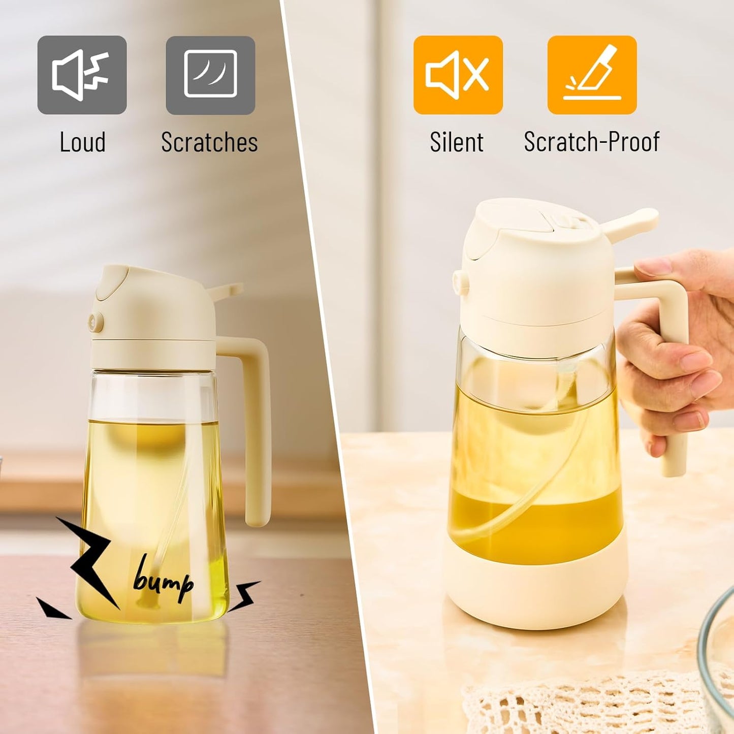PARACITY Olive Oil Dispenser Bottle - 2-in-1 Sprayer & Dispenser, 500ML | Ideal for Cooking & BBQ