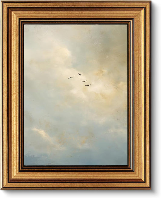 VIYYIEA Vintage Gold Framed Wall Art - Above The Clouds Design | 10" x 8" for Living Room Decor