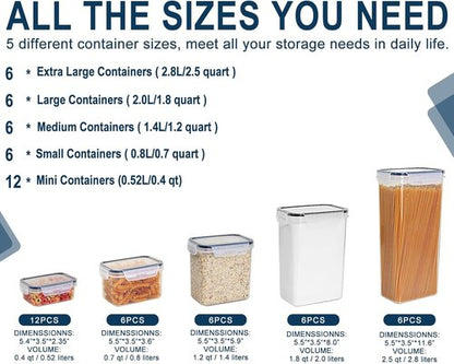 MCIRCO Airtight Food Storage Containers - 36-Piece Set for Kitchen & Pantry Organization | Includes Labels & Measuring Cups