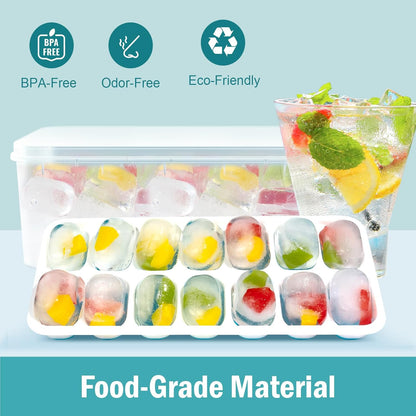 Skiennix Silicone Ice Cube Trays - Easy Release, Spill-Resistant, BPA-Free | Perfect for Cocktails & Baby Food