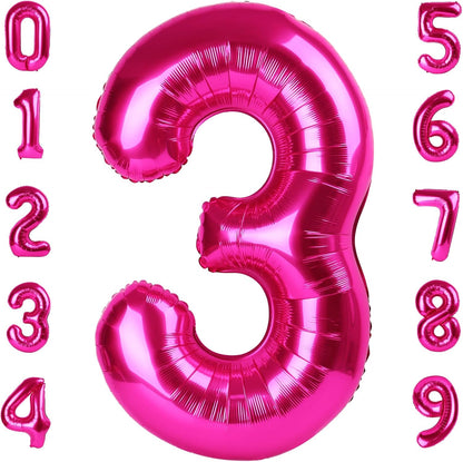 Numbers Balloon - 40 Inch Hot Pink 3 Balloon for Birthday Decor | Perfect for Three-Year-Old Celebrations
