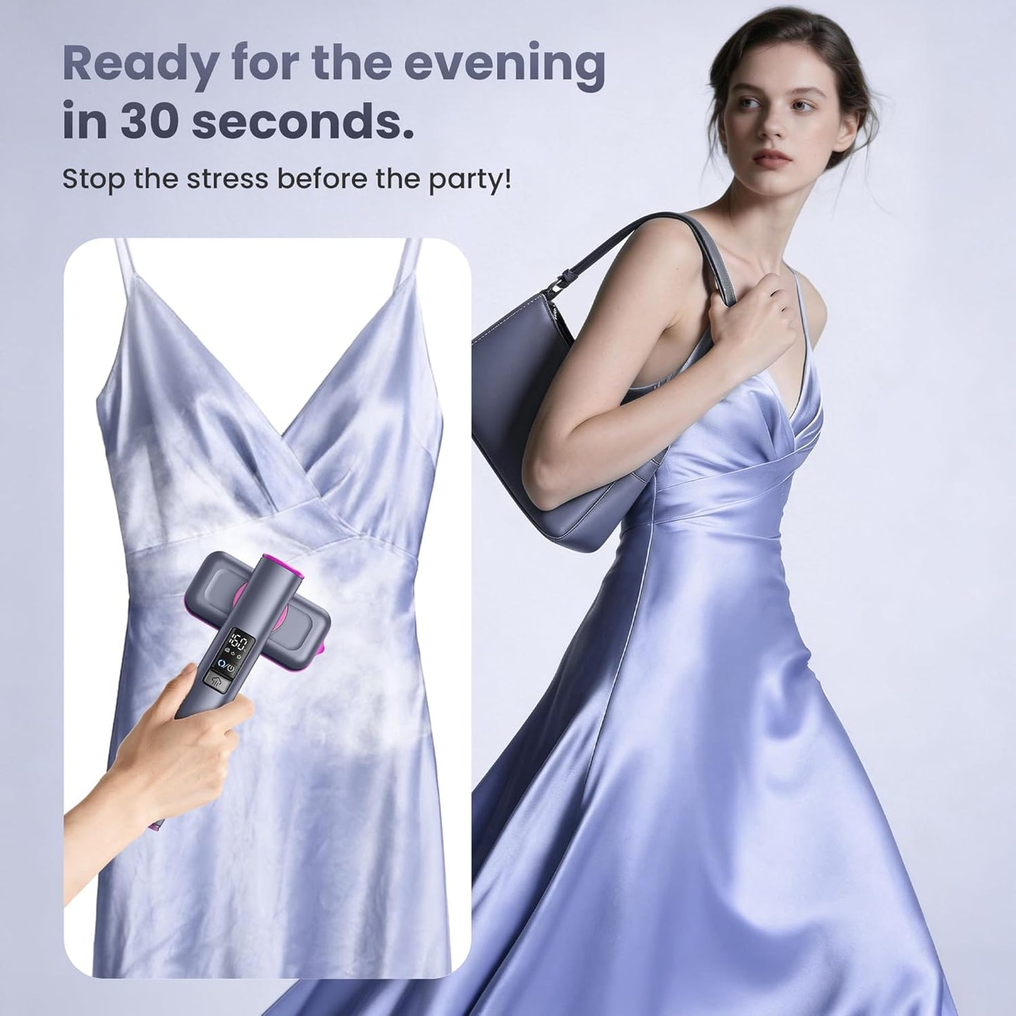 Steam Genie Handheld Garment Steamer - Portable Travel Steamer with 90° Rotation & 3 Gear Settings
