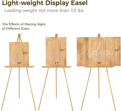 VISWIN 63" Gold Wooden Easel Stand - Tripod Display for Wedding Signs, Posters & Canvas Art