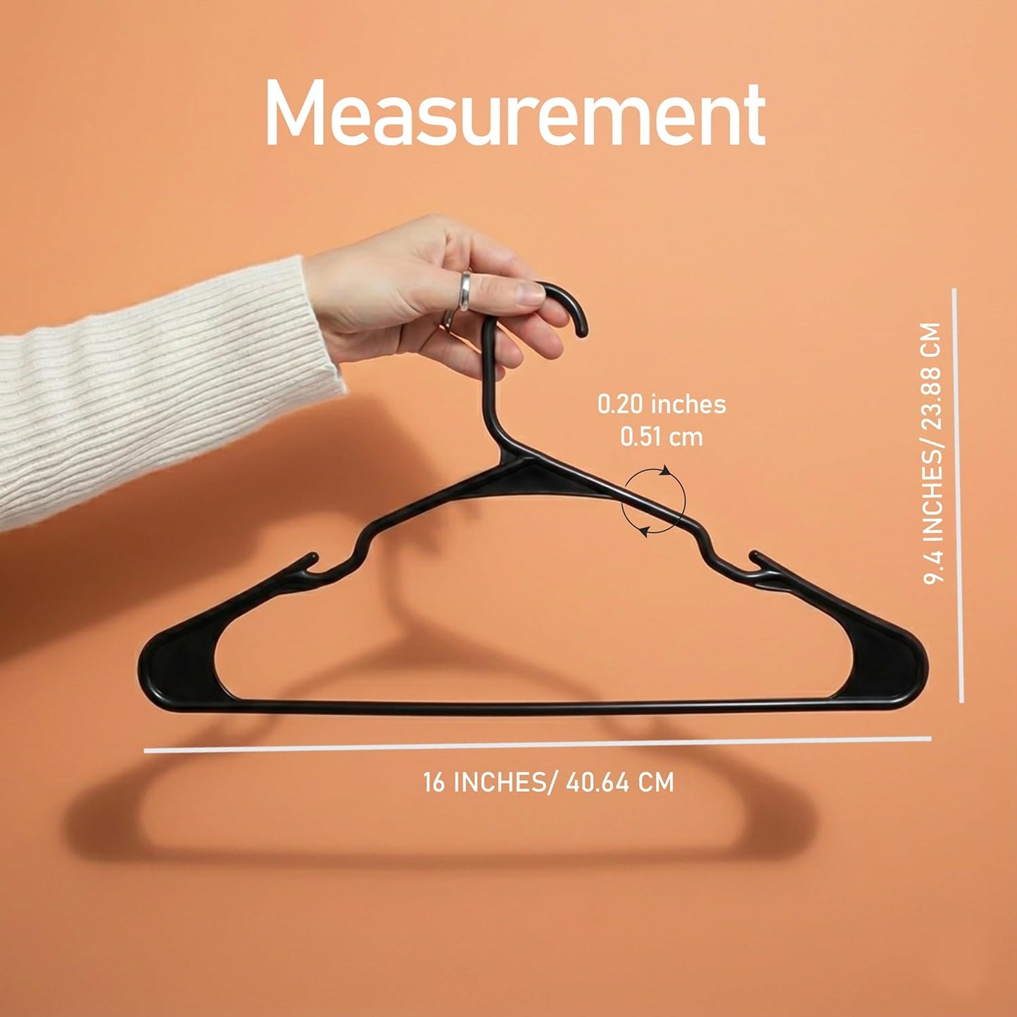 Utopia Home Plastic Hangers 200 Pack - Durable Space-Saving Clothes Hangers - Black Closet Organizers