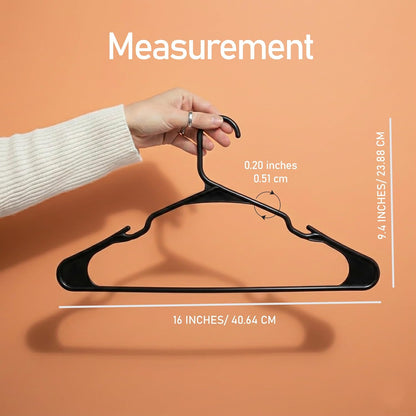 Utopia Home Plastic Hangers 200 Pack - Durable Space-Saving Clothes Hangers - Black Closet Organizers