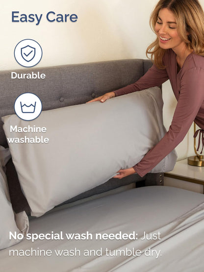 Skiennix Extra Deep Cal King Sheet Set | 6-Piece Breathable Cooling Bedding - Soft, Wrinkle-Free Light Grey
