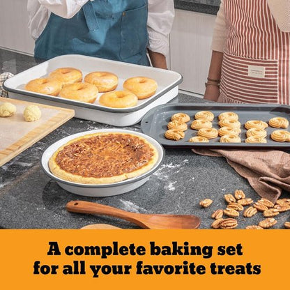 Granite Ware 8-Piece Healthy Bakeware Set - Enameled Steel Baking Sheets & Pans | PTFE Free, Large