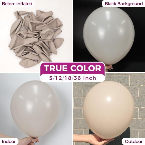 Bezente Cream Balloons - 100 Pack 12-Inch Round Latex Balloons in Beige & Ivory for Boho Weddings & Parties