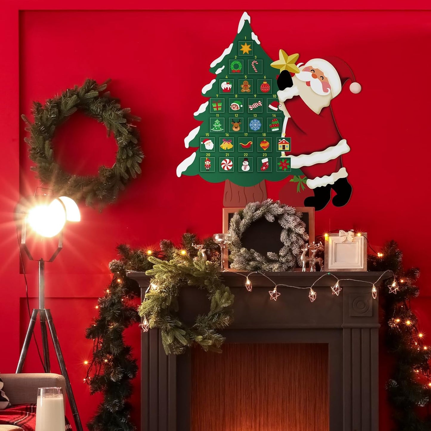Watersay Christmas Tree Advent Calendar - Felt Countdown Calendar with 24 Pockets for Kids | Reusable Wall Hanging Decorations