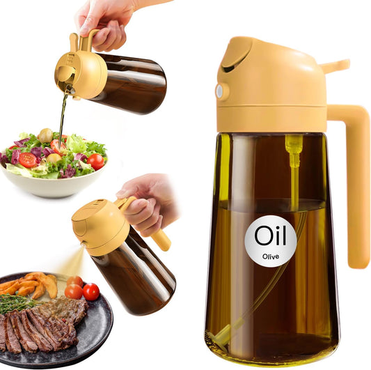 YARRAMATE Light Blocking Oil Sprayer - 16oz Food-Grade Olive Oil Dispenser Bottle | Dark Amber Glass for Kitchen & BBQ