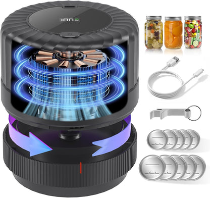 VP06+ Mason Jar Vacuum Sealer - Electric Handheld Food Storage Sealer for Wide & Regular Mouth Jars | Black