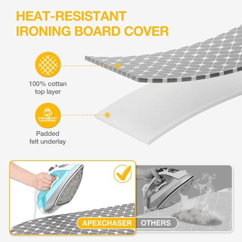 APEXCHASER Foldable Ironing Board - Portable Mini Iron Table with Heat Resistant Covers | Yellow