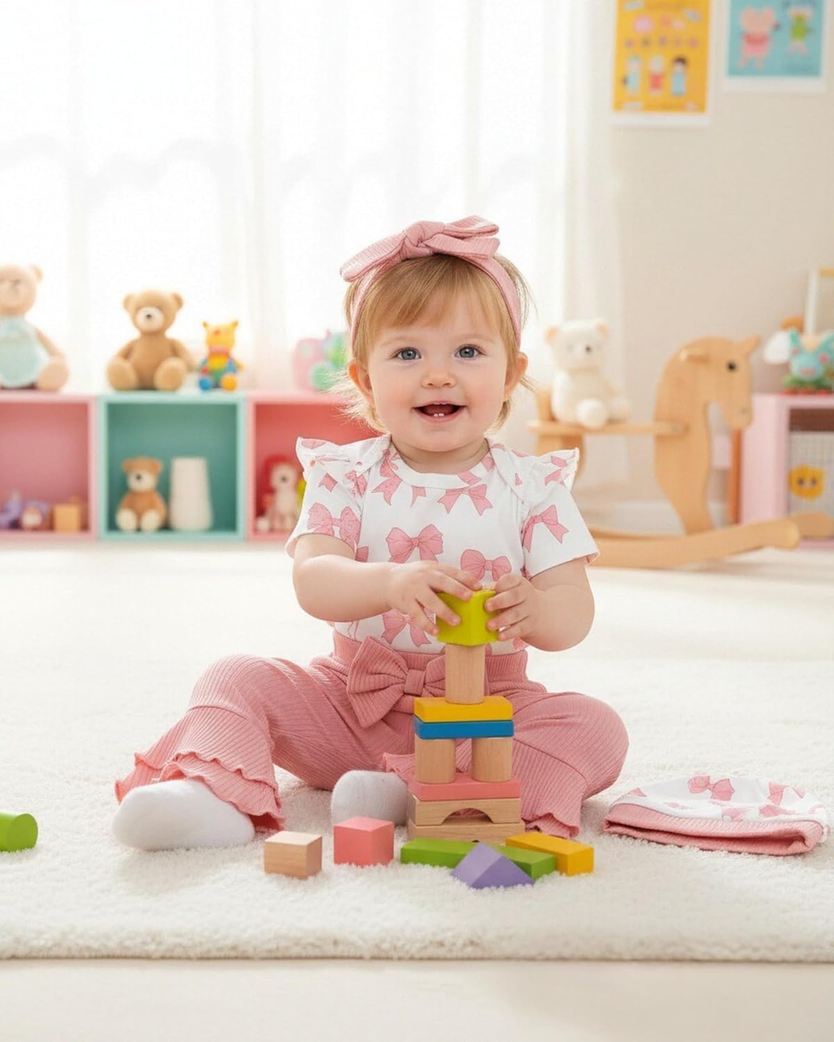Renotemy Newborn Baby Girl Clothes - Cute Infant Romper & Bell Bottom Pant Set | Preemie to 12 Months