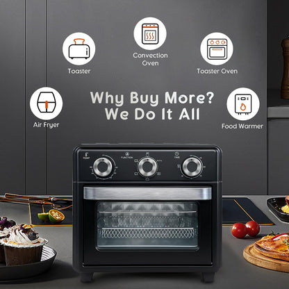 Skiennix 10QT Air Fryer Toaster Oven Combo - 5-in-1 Cooking Functions | 3-Layer Design with Visible Window
