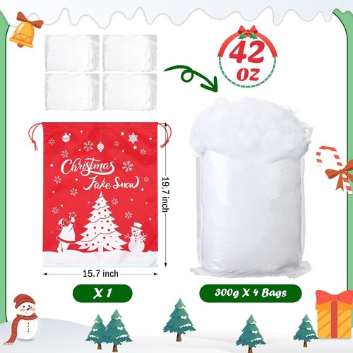 Fovths Christmas Fake Snow Decor - Fluffy Artificial Clouds for Indoor Displays | 42 Ounce