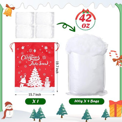 Fovths Christmas Fake Snow Decor - Fluffy Artificial Clouds for Indoor Displays | 42 Ounce
