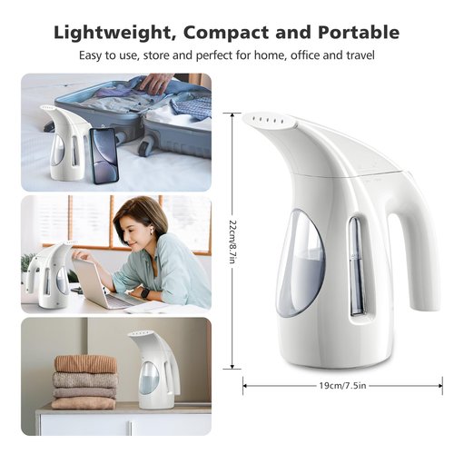 HiLIFE Steamer for Clothes, Portable Handheld Design, 240ml Big Capacity, 700W, Strong Penetrating Steam, Removes Wrinkle, for Home, Office and Travel(ONLY FOR 120V)(White)